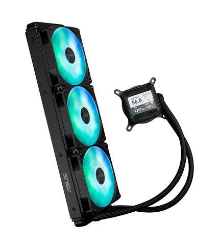 ASUS Prime LC ARGB LCD All-in-one CPU Liquid Cooler with Sharp Screen showcasing CPU & GPU Information with Different Background, high-Performance Pump, Daisy-chainable Fans, 6 Year Warranty in Saudi Arabia