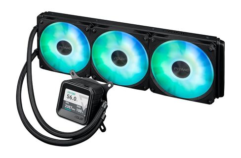 ASUS Prime LC ARGB LCD All-in-one CPU Liquid Cooler with Sharp Screen showcasing CPU & GPU Information with Different Background, high-Performance Pump, Daisy-chainable Fans, 6 Year Warranty in Saudi Arabia