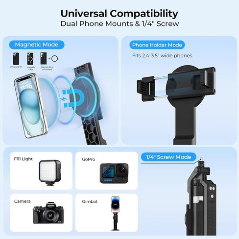 Content Creator Essentials Vlogging Kit, Magnetic Tripod & 2 Lights 2 Mics in Saudi Arabia