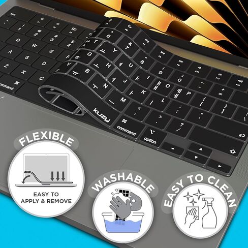 Kuzy Korean MacBook Pro Keyboard Cover 14"/16" 2026-2022 M5-M1, MacBook Air Keyboard Cover 13.6"/15" Silicone Skin Ultra Thin - US Version, Korean Language in Saudi Arabia