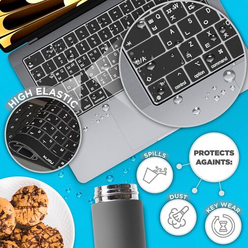 Kuzy Korean MacBook Pro Keyboard Cover 14"/16" 2026-2022 M5-M1, MacBook Air Keyboard Cover 13.6"/15" Silicone Skin Ultra Thin - US Version, Korean Language in Saudi Arabia