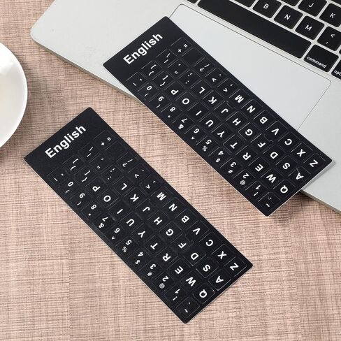 3Pcs Keyboard Letter Stickers, Keyboard Letters Replacement Stickers English Computer Keyboards Sticker with Black Background and White Lettering for PC Computer Laptop Desktop-English in Saudi Arabia