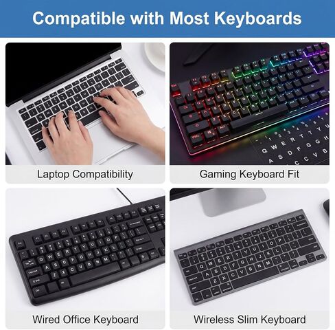 3Pcs Keyboard Letter Stickers, Keyboard Letters Replacement Stickers English Computer Keyboards Sticker with Black Background and White Lettering for PC Computer Laptop Desktop-English in Saudi Arabia