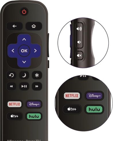 Replacement Remote Control Compatible with All Hisense Roku TV Smart 4K TVs 【Not for Roku Stick and Roku Box】(Netflix/Disney Plus/Apple TV+ / Hulu) in Kuwait