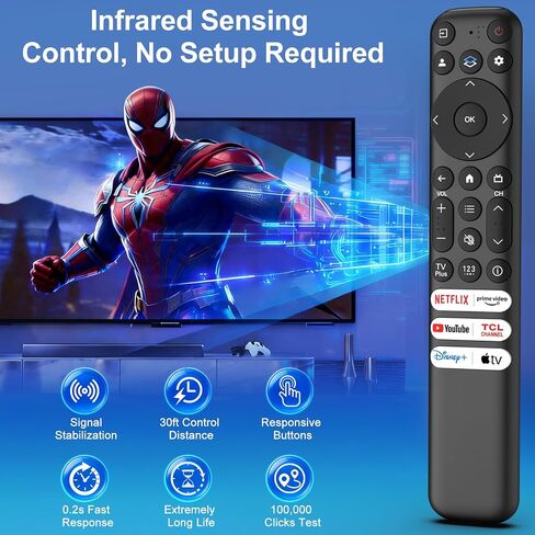 2 Pack for TCL Google TV Remote Control, RC813 Remote for TCL QM8/QM7/S5/S4/S3/Q7/Q6/Q5 4K UHD LED HDR QLED Smart TVs (No Voice Control) in Saudi Arabia