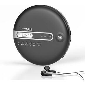 TOMASHI Portable CD Player with Bluetooth, Walkman CD Player with Earphones, 40 Second ESP Anti-Skip Protection, Stereo Sound, AUX, Battery Operated & USB Power for Car, Home & Travel in Saudi Arabia