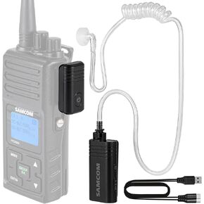 SAMCOM BTEAR01 Wireless Earpiece with Clear Airtube Tube 2 Pin Dongle for Two-Way Radios, FPCN30A/FPCN10A Wireless Headset Earphone with Mic 2-Pin K Plug, Radio NOT Included in Saudi Arabia