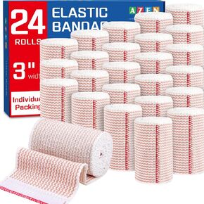 AZEN Premium 10 Pack Elastic Bandage Wrap 3 Inch, Compression Wrap Bandage for Legs, Ankle, Knee, Tummy, Body, Lymphedema Wraps for Legs, Latex-Free in Saudi Arabia