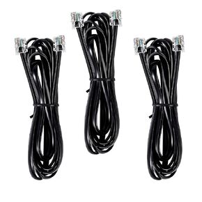 3 Pack RJ12 Cable Phone Cord, 6P6C Male to Male, Straight Wired, for Data and Voice Use, Black 3.3FT in Kuwait