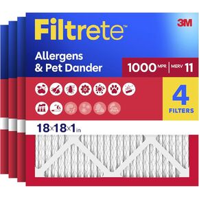 Filtrete 12x24x1 Air Filter, MERV 11, MPR 1000, Allergens & Pet Dander, 3-Month AC and Furnace Filters, Cleaner Air, Reliable Airflow, 4 HVAC Filters (Actual Size 11.68 x 23.68 x 0.81 in) in Saudi Arabia