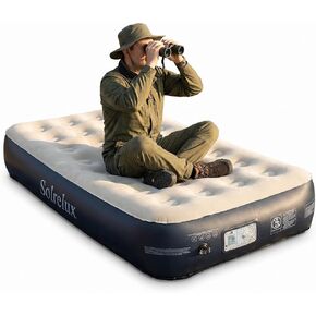 Twin Air Mattress with Built-in Pump, 18" Raised 2-Min Fast Inflatable Blow Up Mattress, Foldable Air Bed with Storage Bag for Home, Camping & Guests, Colchon Inflable in Saudi Arabia