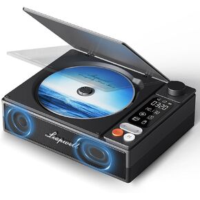 Leapwell CD Player Portable Bluetooth Desktop CD Players for Home with Speakers Rechargeable Small Retro CD Player with LCD Screen Optical USB White in Saudi Arabia