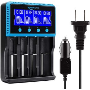 Keenstone 18650 Battery Charger, Smart Universal Charger LCD Display for Rechargeable Batteries Ni-MH Ni-Cd AA AAA Li-ion LiFePO4 IMR 10440 14500 16340 RCR123A 26650 in Kuwait