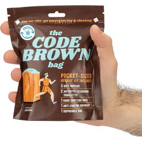 Drankful Code Brown Bag, Portable Emergency Bathroom Kit for Runners, Camping & Hiking | Single Use Travel Hygiene Pack with Butt Wipes, Hand Sanitizer & Anti-Chafe Ointment in Saudi Arabia