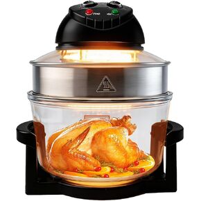 20L Black Glass Air Fryer Oven, Halogen Infrared Convection Countertop Cooker, Large Capacity Healthy Air Fryer for Fries, Chicken and More in Saudi Arabia
