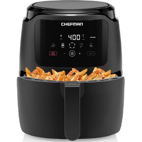Chefman Digital Air Fryer, Large 5 Qt Family Size, One Touch Digital Control Presets, French Fries, Chicken, Meat, Fish, Nonstick Dishwasher-Safe Parts, Automatic Shutoff, Black in Saudi Arabia