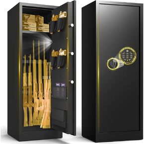 8-10 Gun Safes, Rifle Safe with Digital Keypad, Gun Cabinet with Silent & Alarm Mode, Gun Cabinets for Rifles and Shotguns with Assembly Required for Home and Garage,14.96"D x 17.71"W x 51.96"H in Saudi Arabia