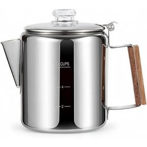 Gralara Coffee Pot with Strainer Stainless Steel Coffee Pot with Wooden Handle Classic for, 6 Cups Approx. 900-1500ML in Saudi Arabia