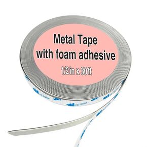 STTMGN 1/2" White Metal Tape with Foam Adhesive 20 Feet,Steel Strips Aligns with Magnetic Tape Well in Saudi Arabia