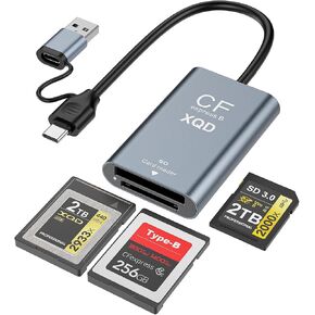 CFexpress Type B & XQD Card Reader with SD, USB C 3.2 Gen 2 10Gbps High Speed Dual Slot Memory Card Reader, Supports SD UHS-II/UHS-I, Aluminum Alloy in Saudi Arabia