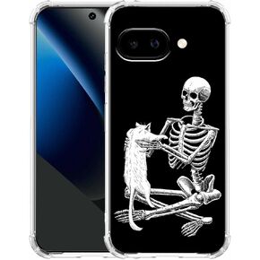 Case for Google Pixel 10a with Skull Design,Cool Skeleton and Cat Pattern,Clear Slim Soft TPU Bumper Phone Cover,6.3"(Skull,P10a) in Saudi Arabia