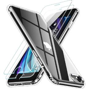 xiwxi for iPhone SE Case 2022/3rd/2020,iPhone 8/7 Case,with [2xTempered Glass Screen Protector] [ 360 Full Body Shockproof ] [Heavy Dropproof],Hard PC+Soft Silicone TPU+Glass Screen Phone case -Clear in Saudi Arabia