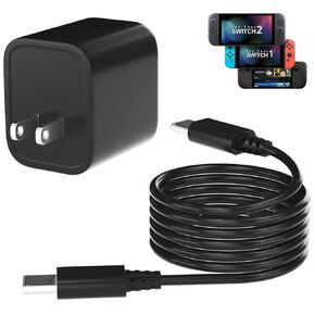 10FT 60W Smart Protection Power Adapter Charger for Nintendo 2/1/Oled/Lite,Steam Deck Support 4K TV Dock,PD3.0 Fast Charging Replacement Power Cord for iPhone Air/17/17 Pro Max, Galaxy, Tablet/Laptop in Kuwait