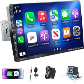 9" Single DIN Car Stereo with Wireless Apple CarPlay and Android Auto,UHD Car Radio IPS Touchscreen,1080P Back Camera,Mirror Link, Voice Control, Bluetooth 5.3,GPS,AM&FM,Type-C (9016-with Camera) in Saudi Arabia