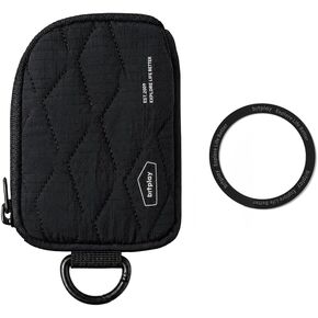 bitplay Magnetic Quilted Mini Pouch, Magsafe Compatible Phone Pouch, Everyday Carry Card Holder with Key Slot, Adhesive Metal Ring Included, Black in Kuwait