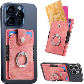 Cell Phone Card Holder with Ring Grip,Adhesive Phone Card Wallet,Purple in Saudi Arabia