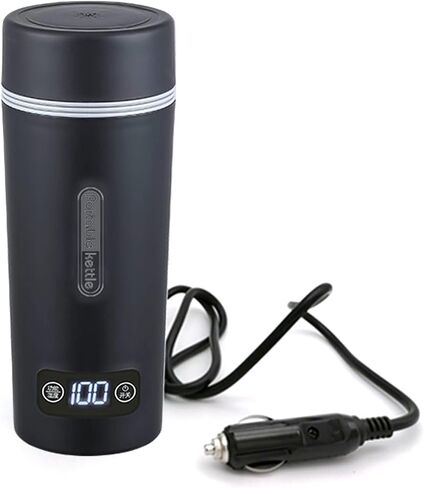 Car Water Heating Mug 12V-24V, 304 Stainless Steel, 4 Temp Settings (113/140/176/212℉) with Digital Display, Double Anti-Scald, for Car/Truck/SUV, Travel Essential white in Saudi Arabia