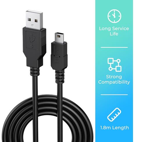 كابل USB صغير من Mugust لسلك شاحن وحدة التحكم PS3، كابل شحن بيانات بطول 6 أقدام لوحدة تحكم Sony PlayStation 3 DualShock 3 PS Slim PS Move Wireless Game Remote، كابل USB صغير لشحن سلك البيانات in Saudi Arabia