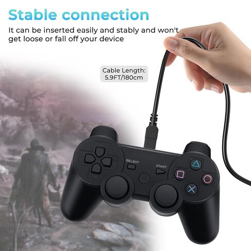 كابل USB صغير من Mugust لسلك شاحن وحدة التحكم PS3، كابل شحن بيانات بطول 6 أقدام لوحدة تحكم Sony PlayStation 3 DualShock 3 PS Slim PS Move Wireless Game Remote، كابل USB صغير لشحن سلك البيانات in Saudi Arabia