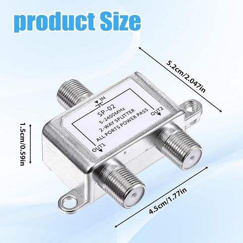 Coax Splitter 2 Way, Coaxial Cable Splitter 5-2400mhz, RG6 Compatible, Digital Cable Splitters 2 Way Internet and TV, CATV Antenna System in Saudi Arabia