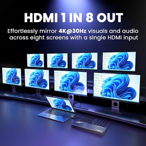 Uncompressed 4K HDMI Splitter 1 in 8 Out with 8 EDID Modes Splitter 1x8 in Saudi Arabia