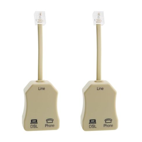 2PCS DSL Telephone Line Filter with Built in Splitter 2 Wire to 1 Wire RJ11 6P2C Male to Dual Female Telephone Modulation Signal Separator for Satellite TV Fax and Printer in Saudi Arabia