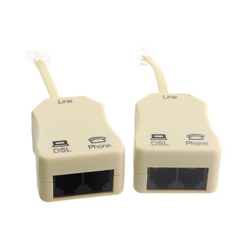 2PCS DSL Telephone Line Filter with Built in Splitter 2 Wire to 1 Wire RJ11 6P2C Male to Dual Female Telephone Modulation Signal Separator for Satellite TV Fax and Printer in Saudi Arabia