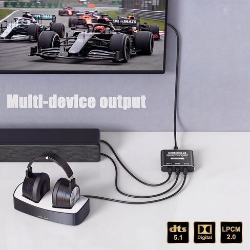 Optical Audio Splitter 1 in 3 Out with 3PCS Optical Audio Cable in Saudi Arabia