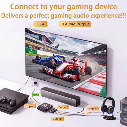 Optical Audio Splitter 1 in 3 Out with 3PCS Optical Audio Cable in Saudi Arabia