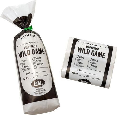 LEM Products 1 lb Wild Game Bags, Polyethylene, White and Black, 100 Count in Saudi Arabia