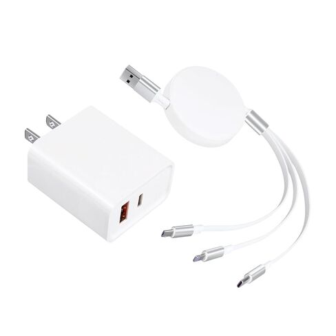 شاحن حائط USB TALUCI بقدرة 45 واط مع كابل 3 في 1 قابل للسحب in Saudi Arabia