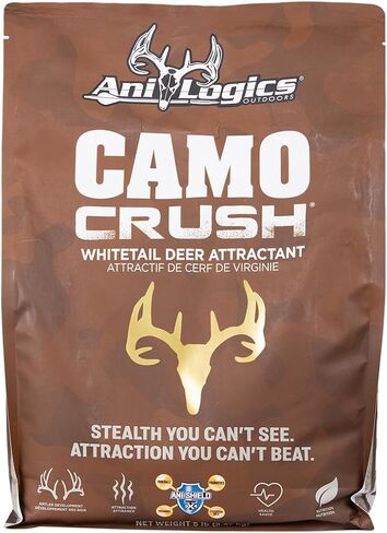 Ani-Logics Outdoors Camo Crush Granular Deer Attractant - Finely Ground Dirt-Like Blend with Wild Berry Apple & Persimmon Flavors - 16% Crude Protein - Pour Directly on Ground - 5 lb in Saudi Arabia