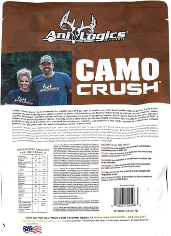 Ani-Logics Outdoors Camo Crush Granular Deer Attractant - Finely Ground Dirt-Like Blend with Wild Berry Apple & Persimmon Flavors - 16% Crude Protein - Pour Directly on Ground - 5 lb in Saudi Arabia