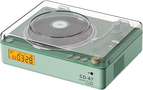 TOMASHI CD Player Portable with HiFi Speakers, Bluetooth Transmitter & Receiver, Retro Rechargeable Desktop Music Player for Home with Remote, USB/TF/AUX, Festival Gift Green in Saudi Arabia