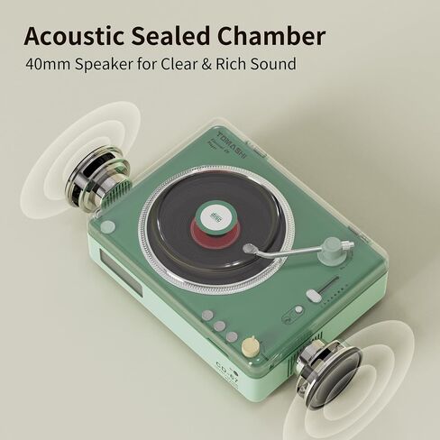 TOMASHI CD Player Portable with HiFi Speakers, Bluetooth Transmitter & Receiver, Retro Rechargeable Desktop Music Player for Home with Remote, USB/TF/AUX, Festival Gift Green in Saudi Arabia