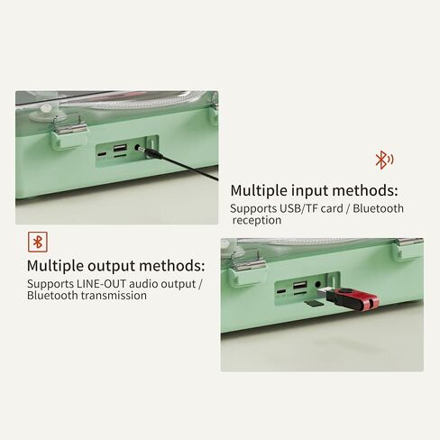 TOMASHI CD Player Portable with HiFi Speakers, Bluetooth Transmitter & Receiver, Retro Rechargeable Desktop Music Player for Home with Remote, USB/TF/AUX, Festival Gift Green in Saudi Arabia