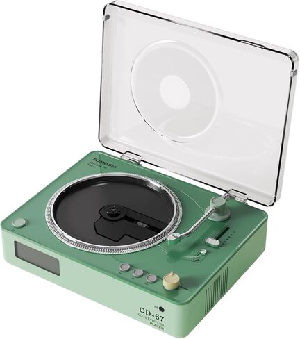 TOMASHI CD Player Portable with HiFi Speakers, Bluetooth Transmitter & Receiver, Retro Rechargeable Desktop Music Player for Home with Remote, USB/TF/AUX, Festival Gift Green in Saudi Arabia