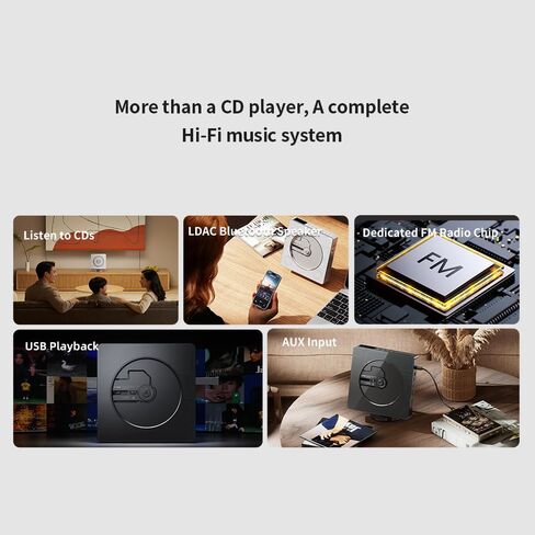 FIIO SNOWSKY Beatbox All-in-One CD Player Boombox, HiFi Stereo Bluetooth Speaker with LDAC, USB CD Ripping, FM Radio, AUX Input, Rechargeable Battery, Customized Version with Magnetic Faceplate in Saudi Arabia