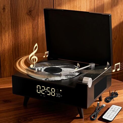 CD Player Portable with Bluetooth for Home Desktop, Dual Stereo Speakers, FM Radio, 3600Mah Battery, Remote Control & LED Display, MP3/WAV Retro Disc Player, Nostalgic Decor Gift, Support USB/AUX in Saudi Arabia