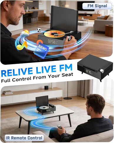 CD Player Portable with Bluetooth for Home Desktop, Dual Stereo Speakers, FM Radio, 3600Mah Battery, Remote Control & LED Display, MP3/WAV Retro Disc Player, Nostalgic Decor Gift, Support USB/AUX in Saudi Arabia